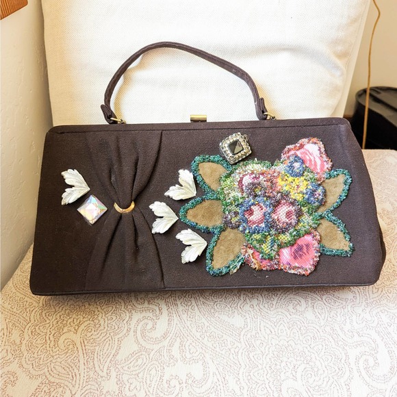 Caron of Houston Vintage Beaded Floral Purse - Picture 3 of 12
